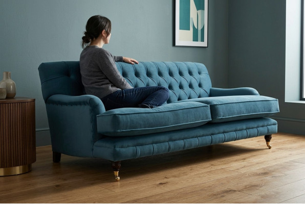 Blauwe moderne Chesterfield driezits luxe 3-zitsbank woonkamer sofa
