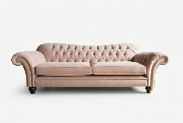 Klassieke Chesterfield bank 4-zits bank Sofa Velvet Leder Design Roze 240cm