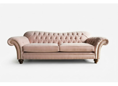 Klassieke Chesterfield bank 4-zits bank Sofa Velvet Leder Design Roze 240cm