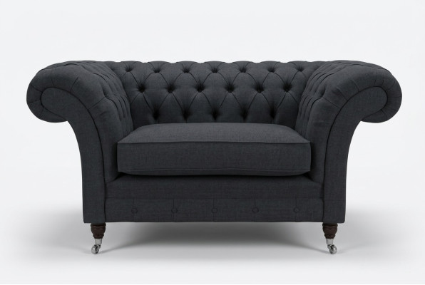 Bank Bekleding Design Sofa Zwart Zwart 1,5-zits Banken Meubels Chesterfield
