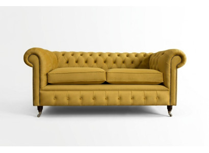Gele Chesterfield tweezits designer woonkamer 2-zits bank.