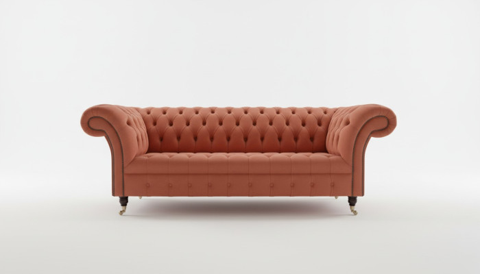 Luxe oranje Chesterfield 3-zits designer woonkamerbank