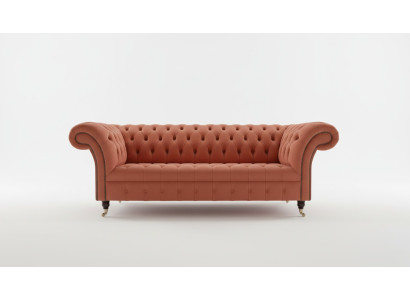 Luxe oranje Chesterfield 3-zits designer woonkamerbank