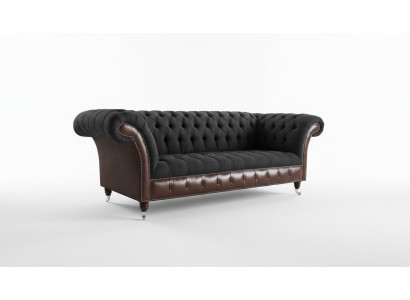 Chesterfield Originele Bank JVMoebel Bank Textiel Banken Sofa's Stof Zwart Nieuw