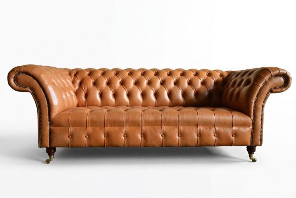 Lichtbruine Moderne Chesterfield Driepersoons Designer Bankstel
