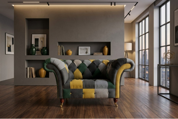 Gekleurde Chesterfield-fauteuil Moderne woonkamersessel