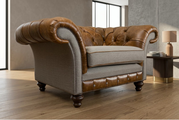 Chesterfield ontwerp stoffen bank fauteuil 1,5-zits gestoffeerde sofa's lounge nieuwe club