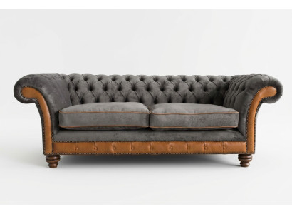 Grijze bruine Chesterfield 3-zits woonkamer luxe bank