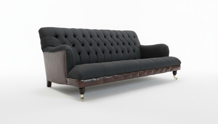 Klassieke Chesterfield bankstel 3-zits bank fluweel leder blauw ontwerp bekleding