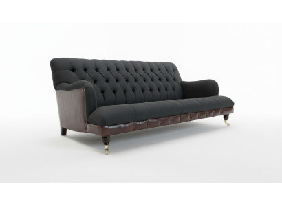 Klassieke Chesterfield bankstel 3-zits bank fluweel leder blauw ontwerp bekleding