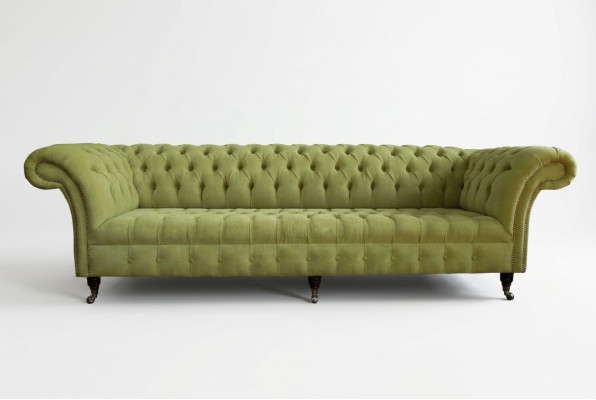 Klassieke Chesterfield bank 4-zits banken bankstellen Leer Groen Design Bekleding