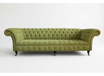 Klassieke Chesterfield bank 4-zits banken bankstellen Leer Groen Design Bekleding