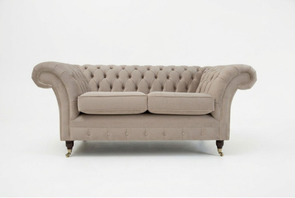 Chesterfield Sofa 2-zitsbank Stoffen Designer Banken Sofa's Set Beige Fluweel