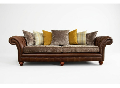 Klassieke Chesterfield bank 4-zits banken banken leer bruin design bekleding