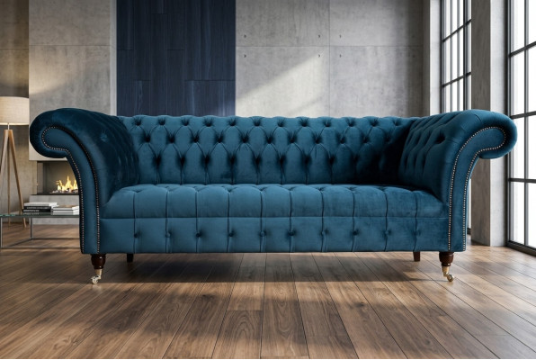 Chesterfield 3-zits gestoffeerde bank van leer stof banken textiel modern stijl