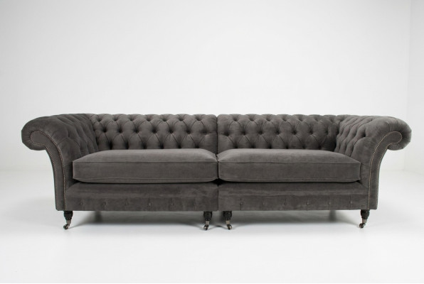 Klassieke Chesterfieldbank 4-zits designbanken gestoffeerde banken leder bruin