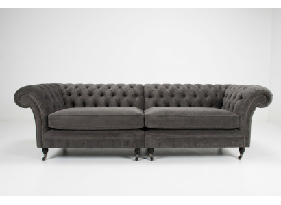 Klassieke Chesterfieldbank 4-zits designbanken gestoffeerde banken leder bruin