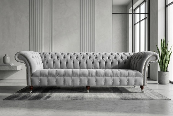 Klassieke Chesterfield bank 4 zits banken banken leer grijs ontwerp bekleding