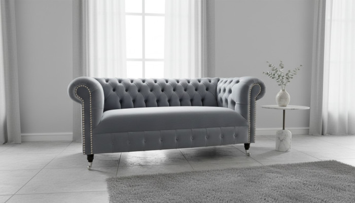 Grijze gevoerde Chesterfield 3-zits Modern Woonkamerbank
