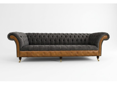 Grijsbruine Chesterfield bank ontwerper 4-zits luxe bankstellen