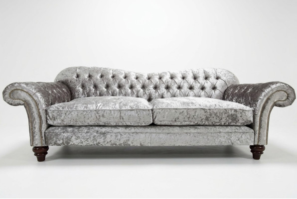Klassieke Chesterfield bank 4-zitsbank Sofa Banken Fluweel Leder Ontwerp Grijs 240cm