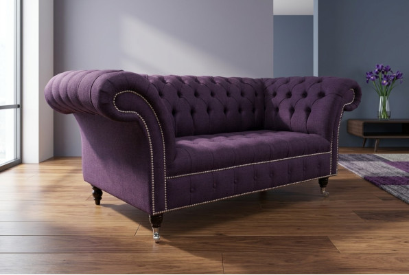 Klassieke Chesterfield bank 3-zits sofa bank fluweel leer paars design bekleding