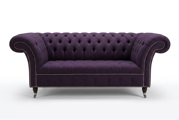 Klassieke Chesterfield bank 3-zits sofa bank fluweel leer paars design bekleding