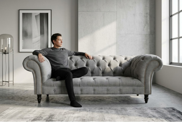 Ontwerp Chesterfield Sofa 3 Bankstel Set Stof Bekleding Lederen Driezits Banken