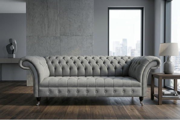 Woonkamer Chesterfield bank ontwerp textiel banken banken driezits grijs bank