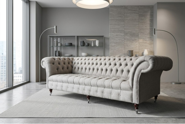 Textielbank Stoffen Bank Chesterfield grote banken xxl bankstellen Zitting 265cm Bekleding