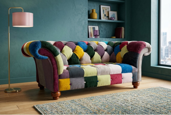 Modern Design Kleurrijke Chesterfield 2-zits Bank Stoffen Bank Bekleding Ontwerp