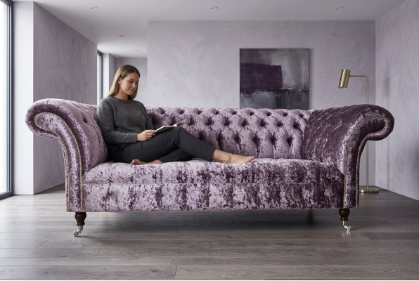 Stijlvolle lila Chesterfield driezits luxe woonkamerbank