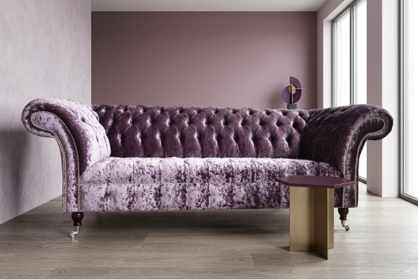 Stijlvolle lila Chesterfield driezits luxe woonkamerbank