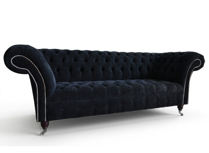 Zwarte Chesterfield 3-zits luxe woonkamerbank.