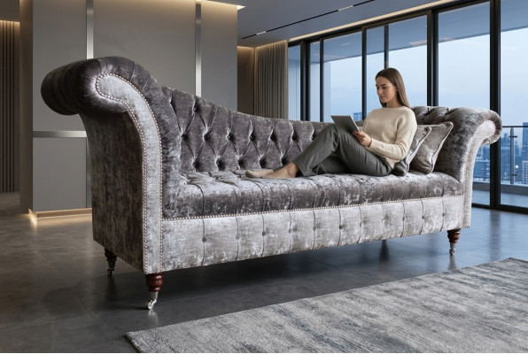 Grijze ontwerper 3-zits Chesterfield bank gestoffeerde bankstellen Ontwerp bank