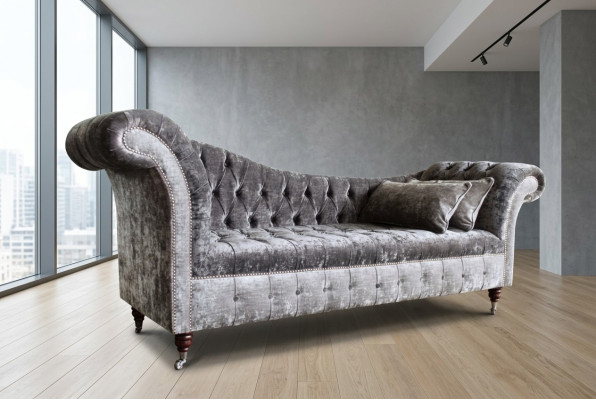 Grijze ontwerper 3-zits Chesterfield bank gestoffeerde bankstellen Ontwerp bank