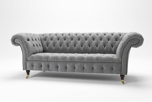 Stijlvolle grijze Chesterfield 3-zits luxe woonkamerbank