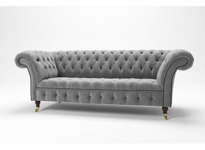 Stijlvolle grijze Chesterfield 3-zits luxe woonkamerbank