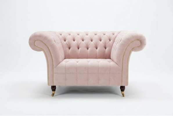 Chesterfield fauteuil televisie bank 1-zits sofa stof banken kussen nieuw textiel