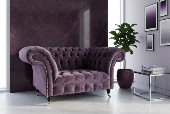 Chesterfield fauteuil bankbekleding sofa banken 1,5 zits eenzitter paars textiel