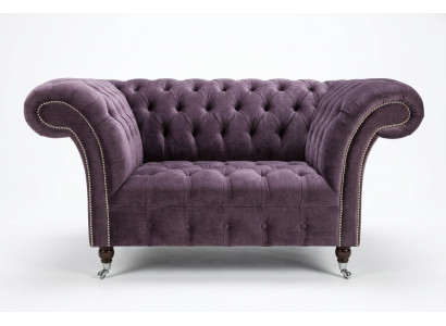 Chesterfield fauteuil bankbekleding sofa banken 1,5 zits eenzitter paars textiel