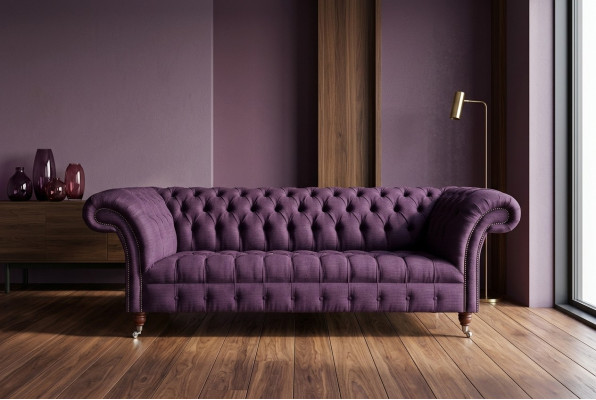 Moderne lila Chesterfield driezits woonkamerbank met drie zitplaatsen