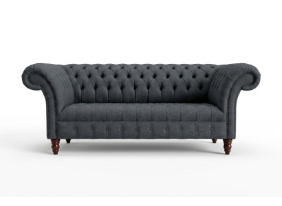 Grijze textielbank Grijze Chesterfield-driepersoons luxe woonkamerbank