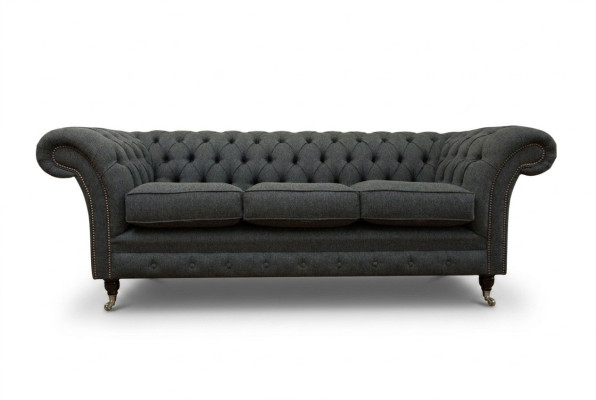 Zwarte Chesterfield gestoffeerde bank Designer 3-zits woonkamerbank