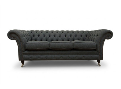 Zwarte Chesterfield gestoffeerde bank Designer 3-zits woonkamerbank