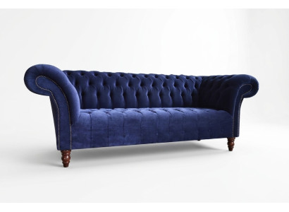 Blauw Chesterfield bank bankontwerp gestoffeerde banken stoffen textiel leer