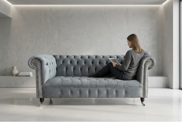 Chesterfield 3-zits designerbank gestoffeerde banken sofa's stof textiel driezits.
