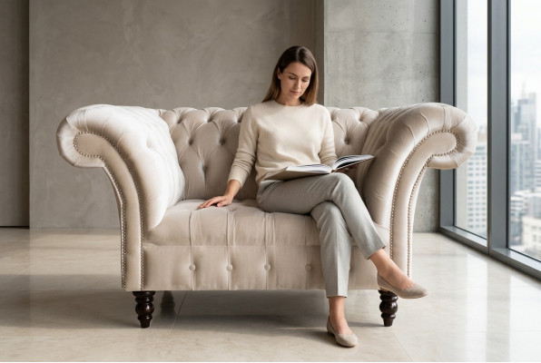 Chesterfield Sofa Bankstel Bekleding Set 1,5-Zits Sofa's Klassieke Eenzitter
