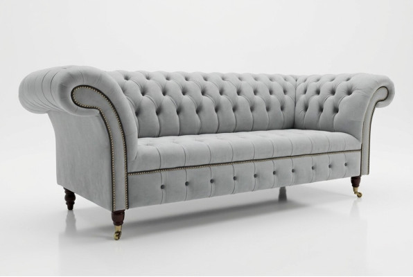 Witte designer Chesterfield driezitsbank Moderne 3-zits bank.