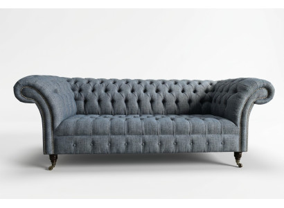 Grijze textiel Chesterfield driezits luxe 3-zitsbank designer sofa